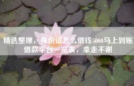 精选整理，身份证怎么借钱5000马上到账借款平台一览表，拿走不谢
