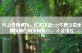 网上借钱被拒，试试这些2022不查征信无视负债的网贷网贷app，不容错过
