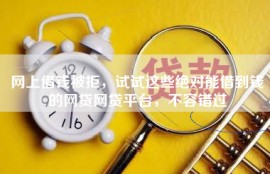 网上借钱被拒，试试这些绝对能借到钱的网贷网贷平台，不容错过