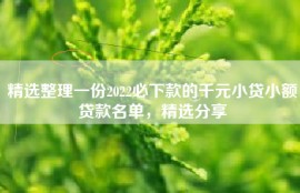 精选整理一份2022必下款的千元小贷小额贷款名单，精选分享
