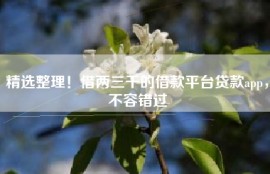 精选整理！借两三千的借款平台贷款app，不容错过