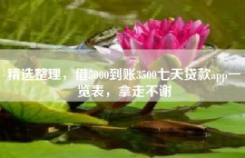 精选整理，借5000到账3500七天贷款app一览表，拿走不谢