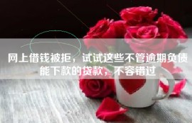 网上借钱被拒，试试这些不管逾期负债能下款的贷款，不容错过