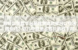 有什么贷款平台是急用钱哪里可以快速借到钱？这几个就是不看征信秒下款