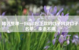 精选整理一份2022好下款的口子网贷口子名单，拿走不谢