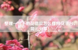 整理一份不愁花借款怎么样网贷平台，简云分享！