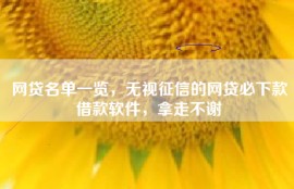 网贷名单一览，无视征信的网贷必下款借款软件，拿走不谢