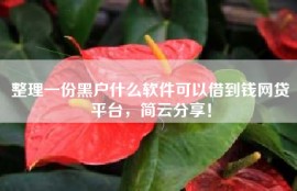 整理一份黑户什么软件可以借到钱网贷平台，简云分享！