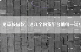 免审核借款，这几个网贷平台值得一试！