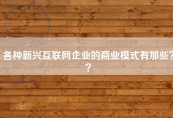 各种新兴互联网企业的商业模式有那些？？