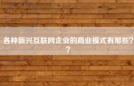 各种新兴互联网企业的商业模式有那些？？