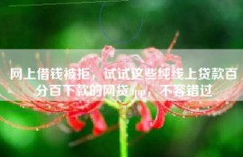 网上借钱被拒，试试这些纯线上贷款百分百下款的网贷app，不容错过