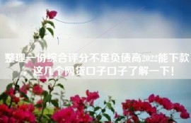 整理一份综合评分不足负债高2022能下款，这几个网贷口子口子了解一下！