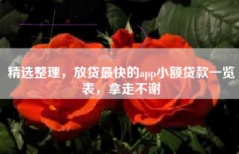 精选整理，放贷最快的app小额贷款一览表，拿走不谢