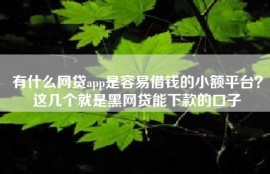 有什么网贷app是容易借钱的小额平台？这几个就是黑网贷能下款的口子