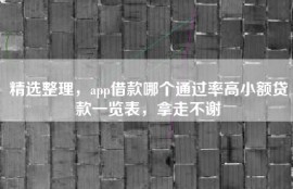 精选整理，app借款哪个通过率高小额贷款一览表，拿走不谢