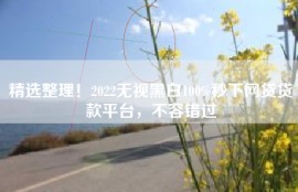 精选整理！2022无视黑白100%秒下网贷贷款平台，不容错过