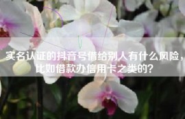 实名认证的抖音号借给别人有什么风险，比如借款办信用卡之类的？