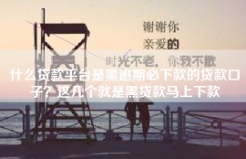 什么贷款平台是黑逾期必下款的贷款口子？这几个就是黑贷款马上下款