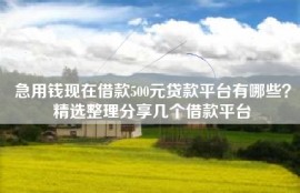 急用钱现在借款500元贷款平台有哪些？精选整理分享几个借款平台