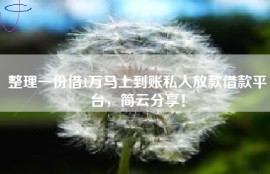 整理一份借1万马上到账私人放款借款平台，简云分享！