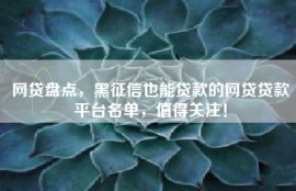 网贷盘点，黑征信也能贷款的网贷贷款平台名单，值得关注！