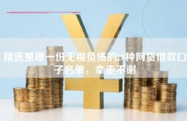 精选整理一份无视负债的20种网贷借款口子名单，拿走不谢