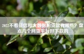 2022不看征信和大数据的贷款有哪些？盘点几个网贷平台好下款的