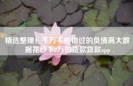 精选整理！千万不能错过的负债高大数据花秒下2万的贷款贷款app