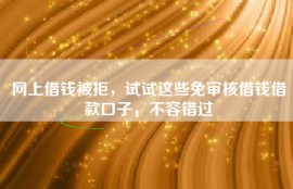 网上借钱被拒，试试这些免审核借钱借款口子，不容错过