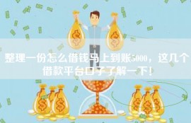 整理一份怎么借钱马上到账5000，这几个借款平台口子了解一下！