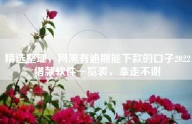 精选整理，网黑有逾期能下款的口子2022借款软件一览表，拿走不谢