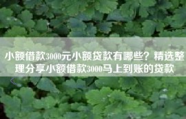 小额借款3000元小额贷款有哪些？精选整理分享小额借款3000马上到账的贷款