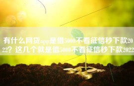 有什么网贷app是借5000不看征信秒下款2022？这几个就是借5000不看征信秒下款2022