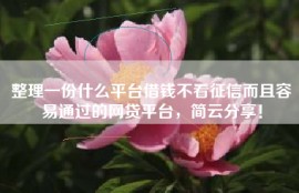 整理一份什么平台借钱不看征信而且容易通过的网贷平台，简云分享！