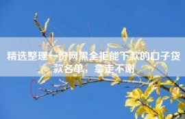 精选整理一份网黑全拒能下款的口子贷款名单，拿走不谢