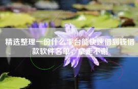 精选整理一份什么平台能快速借到钱借款软件名单，拿走不谢
