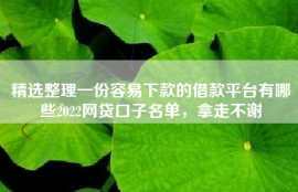 精选整理一份容易下款的借款平台有哪些2022网贷口子名单，拿走不谢