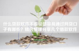 什么贷款软件不看征信容易通过网贷口子有哪些？精选整理分享几个借款软件
