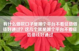 有什么借款口子是哪个平台不看征信借钱好通过？这几个就是哪个平台不看征信借钱好通过