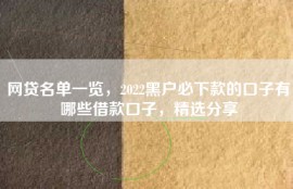 网贷名单一览，2022黑户必下款的口子有哪些借款口子，精选分享