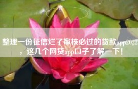 整理一份征信烂了审核必过的贷款app2022，这几个网贷app口子了解一下！