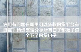 信用有问题在哪里可以贷款网贷平台有哪些？精选整理分享所有口子都拒了这个下了网贷口子
