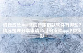 借钱应急3000微信转账借款软件有哪些？精选整理分享申请必过的贷款app小额贷款