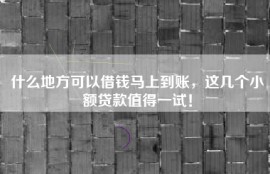 什么地方可以借钱马上到账，这几个小额贷款值得一试！