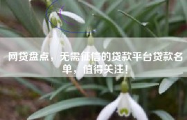 网贷盘点，无需征信的贷款平台贷款名单，值得关注！