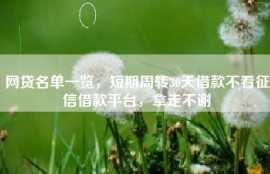网贷名单一览，短期周转30天借款不看征信借款平台，拿走不谢