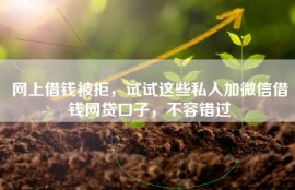 网上借钱被拒，试试这些私人加微信借钱网贷口子，不容错过
