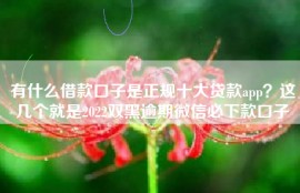 有什么借款口子是正规十大贷款app？这几个就是2022双黑逾期微信必下款口子