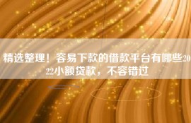 精选整理！容易下款的借款平台有哪些2022小额贷款，不容错过